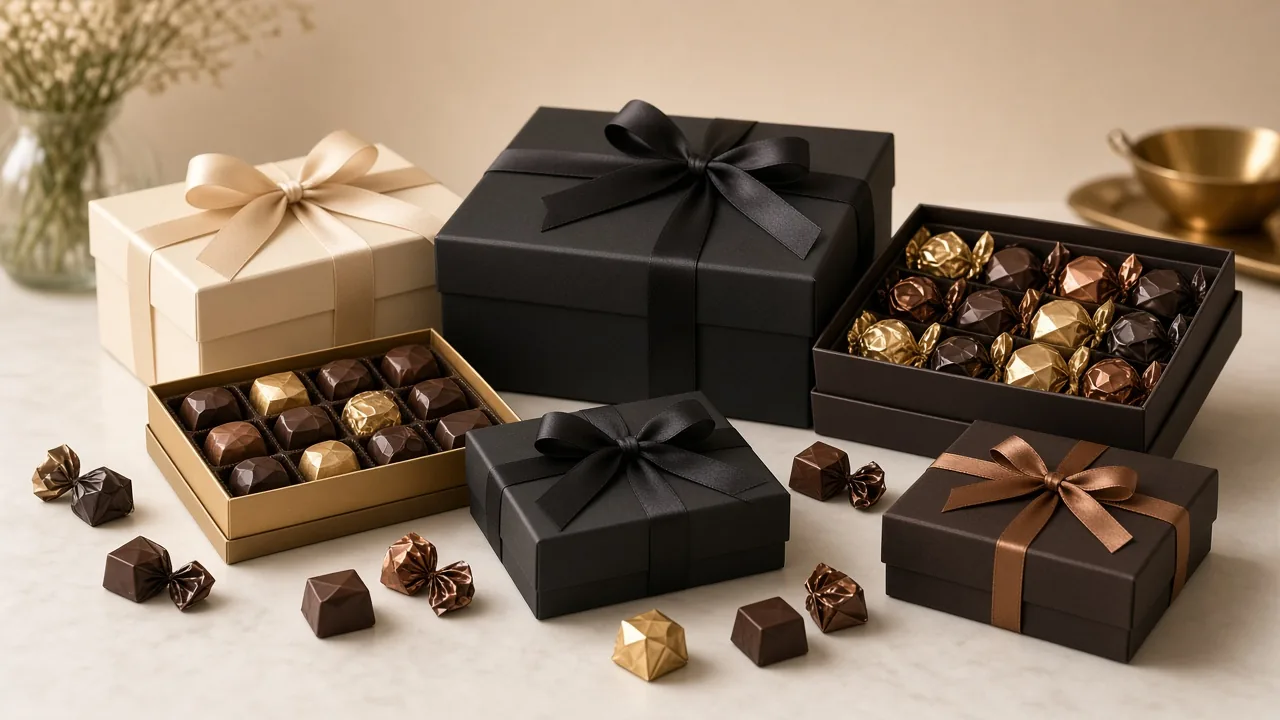 Gift chocolates and candy assortment for the shop story