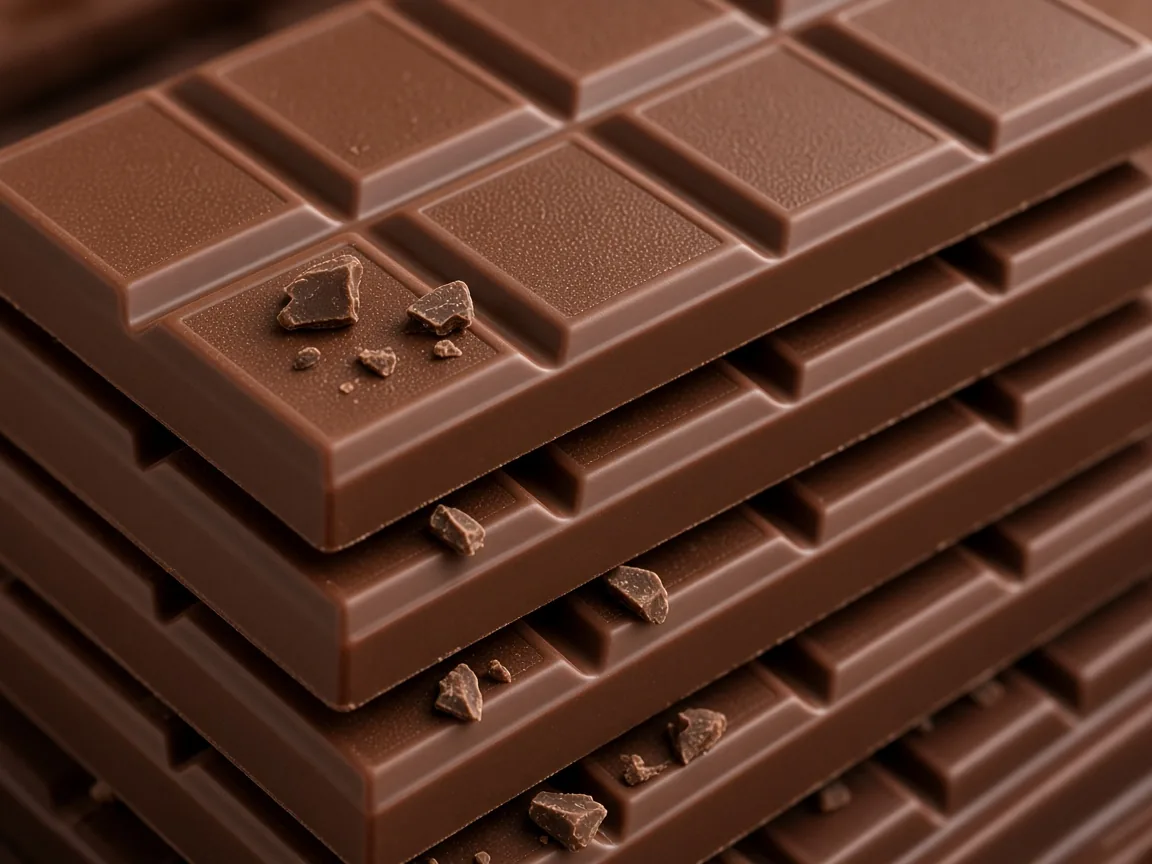 Stacked chocolate bars assortment