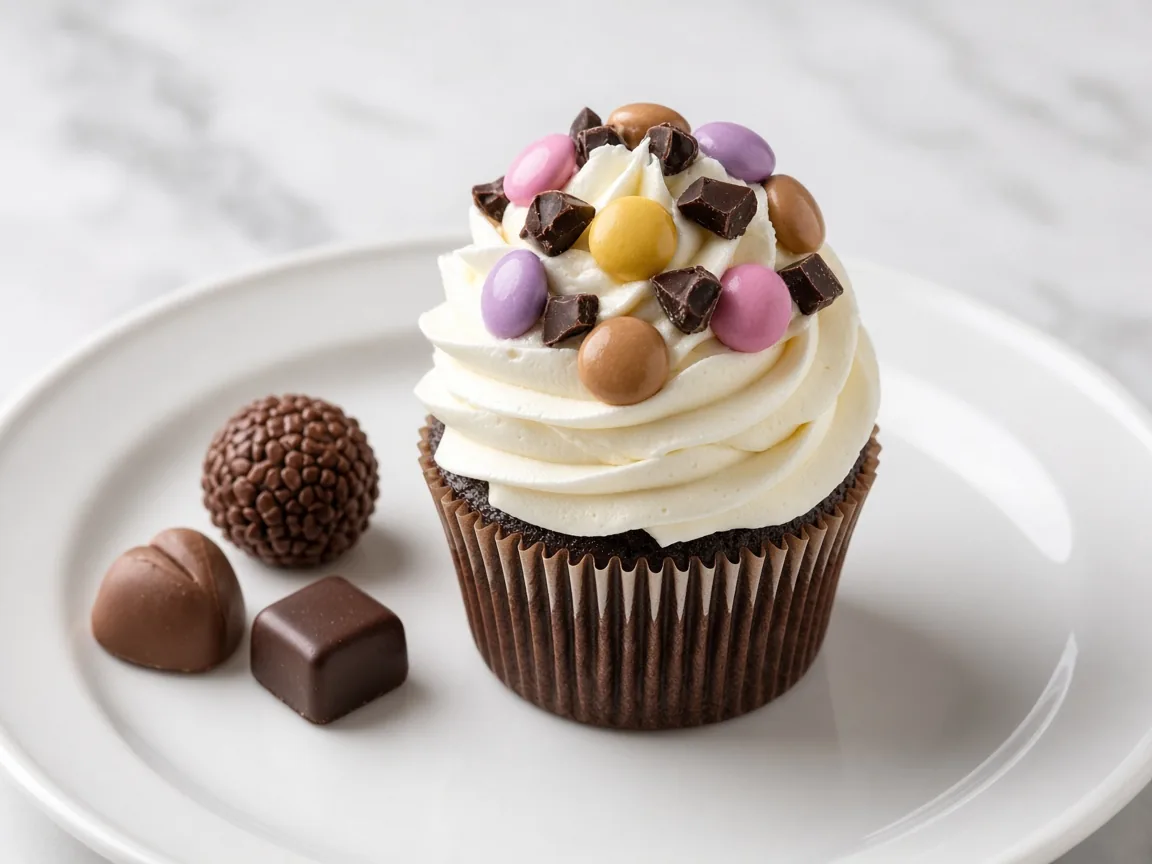 Single elegant treat with candy topping
